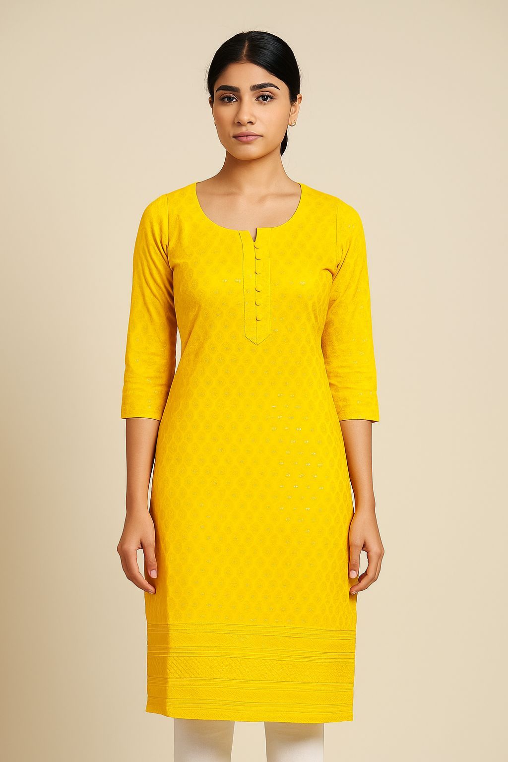 Shree Shanti Selection - Yellow Mirror Work Kurti